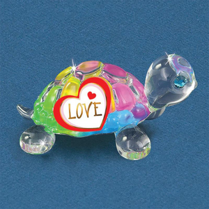 Glass Baron Rainbow Turtle Love Glass Figurine