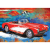 Red Corvette Cruising Tin Puzzle