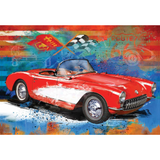 Red Corvette Cruising Tin Puzzle