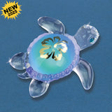 Glass Baron Sea Turtle Baby Aloha with Embossed Flower and Crystal