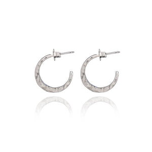 Spirit by Silver Forest Medium Hammered Hoop Earrings in Silver