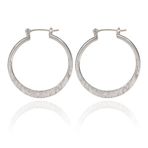 Spirit by Silver Forest Hammered Hoop Earrings in Silver