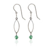 Spirit by Silver Forest Open Teardrop with Green Bead Drop Earrings in Silver