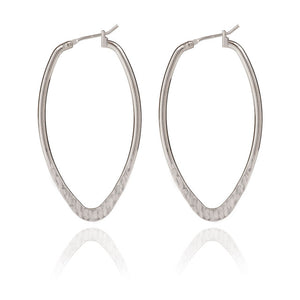 Spirit by Silver Forest Hammered Olive Hoop Earrings in Silver