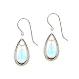 Silver Forest Open Teardrop with Aqua Drop Earrings