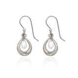 Spirit by Silver Forest White Bead in Open Oval Earrings in Silver