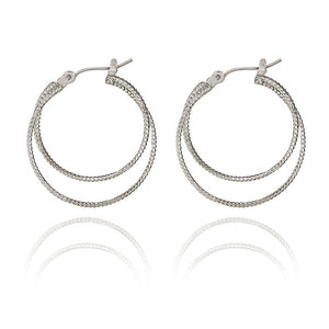 Spirit by Silver Forest Double Interlocking Hoop Earrings in Silver