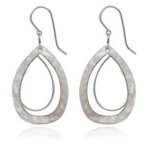 Spirit by Silver Forest Modern Teardrop Duet Earrings in Silver