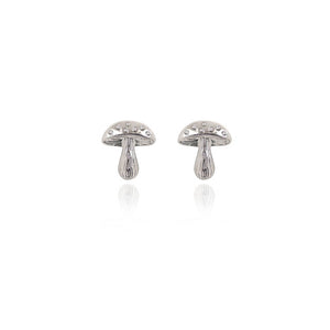 Spirit by Silver Forest Small Mushroom Stud Post Earrings in Silver