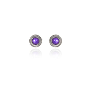 Spirit by Silver Forest Dainty Purple Stone Stud Post Earrings in Silver