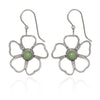 Spirit by Silver Forest Open Flower with Pale Green Stone Earrings in Silver