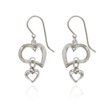 Spirit by Silver Forest Open Hearts Duet Earrings in Silver
