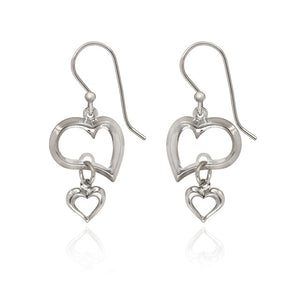 Spirit by Silver Forest Open Hearts Duet Earrings in Silver