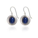 Spirit by Silver Forest Framed Oval Dark Blue Stone Earrings in Silver