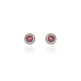 Spirit by Silver Forest Aurora Round Bezel Stud Earrings in Silver in Silver
