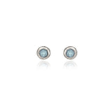 Spirit by Silver Forest Aqua Stone in Organic Frame Earrings in Silver