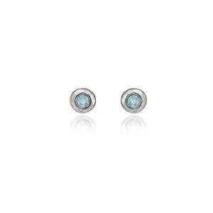 Spirit by Silver Forest Aqua Stone in Organic Frame Earrings in Silver