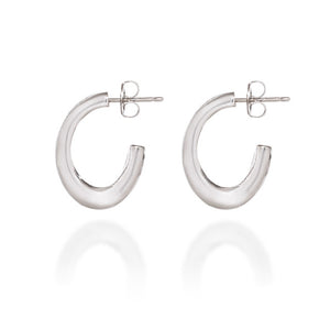 Spirit by Silver Forest Sleek Oval Hoop Silver Tone Earrings in Silver