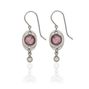 Spirit by Silver Forest Oval Amethyst Layered Drop Earrings in Silver in Silver