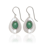Spirit by Silver Forest Tear Drop Green Stone Earrings in Silver