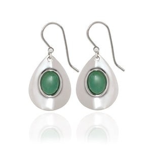Spirit by Silver Forest Tear Drop Green Stone Earrings in Silver