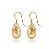 Spirit by Silver Forest Open Tear with Oval and Orange Bead Drop Earrings in Gold