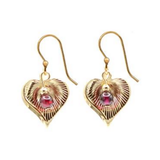 Silver Forest Golden Ribbed Heart with Beads Earrings