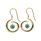 Silver Forest Green Bead Circle Earrings