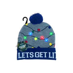 Light Up Christmas Beanie Hat Holiday Bulbs Let's Get Lit