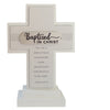 Boxed Baptized In Christ Stand Cross with Metal Accent