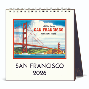 Vintage San Francisco Art 2026 Easel Desk Calendar