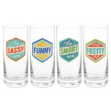 Hallmark Badges of Honor Funny Drinking Glasses, Set of 4