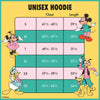 Disney100 Mickey & Friends Classic Color Block Unisex Hoodie Size Chart