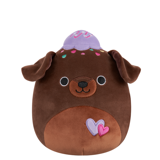 Valentine Squishmallow Rico the Brownie Chocolate Lab with Purple
