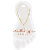 Sand & Stone Gold Ball & CZ Dangle Stainless Steel Anklet