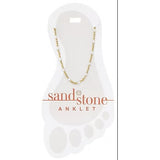 Sand & Stone Gold Petite White Beaded Chain Stainless Steel Fashion Anklet