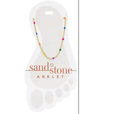 Sand & Stone Gold Petite Rainbow Beaded Chain Stainless Steel Fashion Anklet