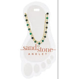 Sand & Stone Gold Green Beaded Duo Strand Stainless Steel Fashion Anklet