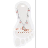 Sand & Stone Silver Pink Natural Stone Dangle Stainless Steel Fashion Anklet