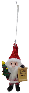 Merry & Bright Santa's Nice List Personalized Name Ornament Beginning with Letters A to C