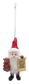 Santa's Nice List Personalized Name Ornament Beginning with Letters N to Z