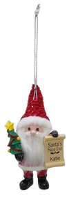 Santa's Nice List Personalized Name Ornament Beginning with Letters N to Z