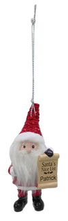 Santa's Nice List Personalized Name Ornament Beginning with Letters N to Z