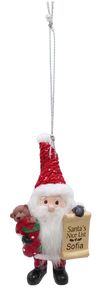 Santa's Nice List Personalized Name Ornament Beginning with Letters N to Z