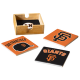 San Francisco Giants Ceramic Coasters Set of 4 with Wood Caddy