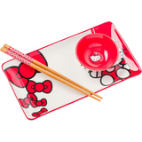Hello Kitty Red and White Classic Set of 3 Ceramic Sushi Set