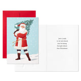 Hallmark Santa Carrying Fir Tree Packaged Christmas Cards, Set of 5