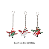 Santa, Snowman, or Reindeer in Airplane Ornament 3.8"