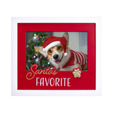 Santa's Favorite Pet Picture Frame with Metal Paw Print Attachment Holds 4"x6" Horizontal Photo