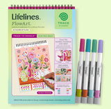 FlowArt Trace-to-Doodle Style Your Space Meditative Dotting Activity Book & Markers